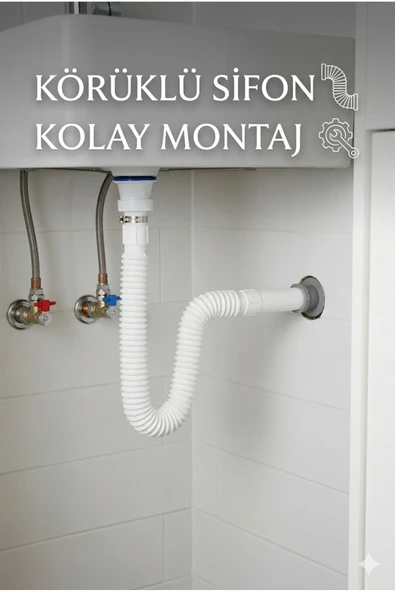 Primeaks Kaliteli Körüklü Lavabo Sifonu - Esnek ve Kolay Montaj ürün görseli 1