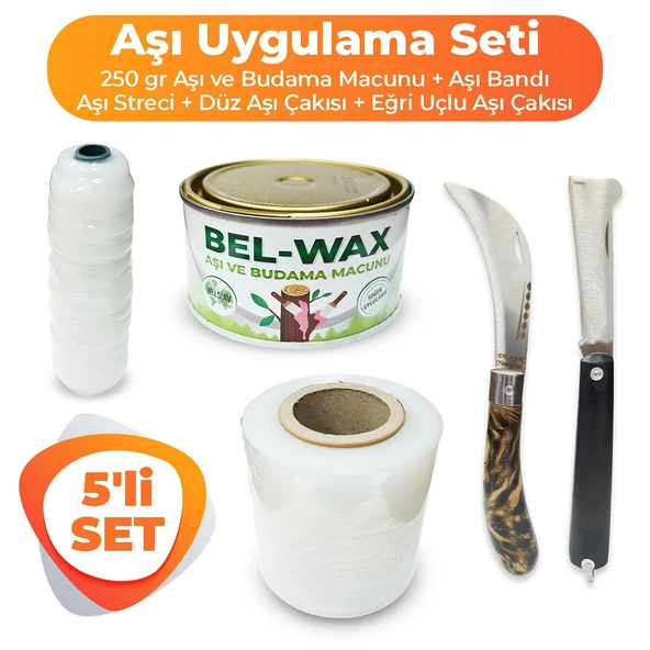 ZARGANA 5'li Ağaç Aşılama Seti Aşı Uygulama Seti Aşı Macunu, Aşı Bandı, Eğri ve Düz Uçlu Aşı Çakısı ürün görseli 1