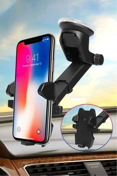 Primeaks Araç İçi Uzayan ve Ayarlanabilir Vantuzlu Araba Telefon Tutucu — Cam ve Torpido İçin ürün görseli 1