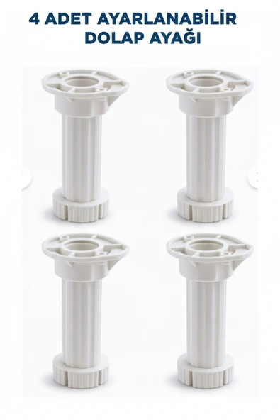 Primeaks Ayarlanabilir Plastik Dolap & Baza Ayağı 10–15 cm (4 Adet) ürün görseli 1