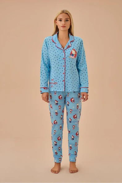 SUWEN Lulusu Gömlek Yaka Pijama Takımı ürün görseli 1
