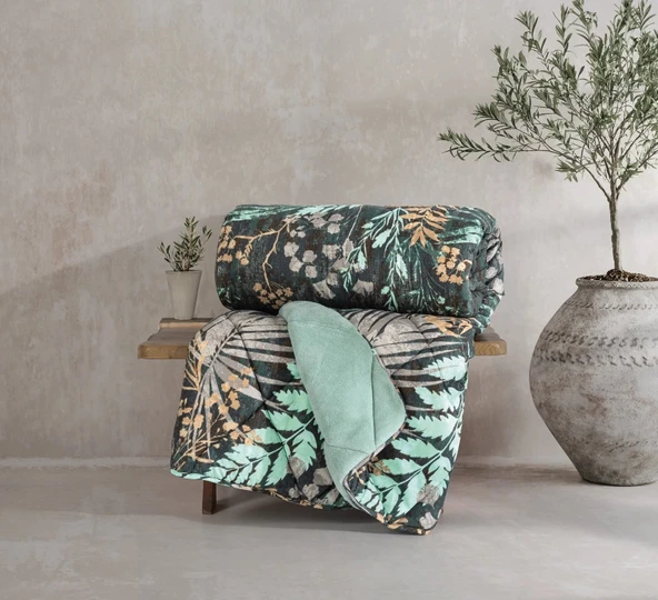 Cotton Box Velvet -Clorasa Mint- Çift Kişilik Yorgan Çift Taraflı (195x215) ürün görseli 1
