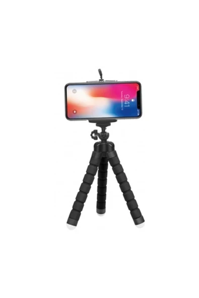 ProDepo Tek Ebat Cep Telefonu Için Ahtapot Tripod Selfie Mini Esnek Masa Üstü Stand (t-1) Siyah Sabitleyici ürün görseli 1