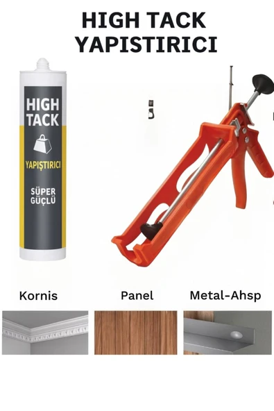 Primeaks High Tack Süper Yapıştırıcı + Kalın Plastik Silikon Tabancası Set – Korniş, Çıta, Panel Montajı ürün görseli 1