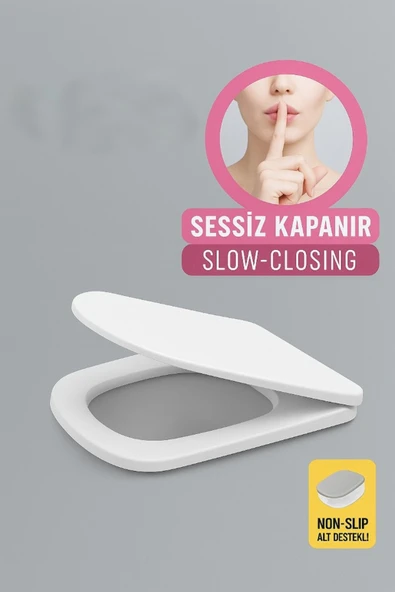 Primeaks Kare Slim Klozet Kapağı – Sessiz Kapanır, Kolay Montaj, Universal Uyumlu, Kaymaz Alt Destekli ürün görseli 1