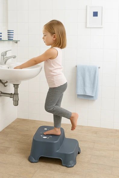 Primeaks Çocuk Basamağı ve Oturak Tabure – Kaymaz, Sağlam Banyo/Lavabo Basamağı ürün görseli 1