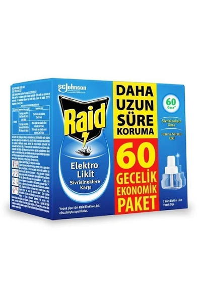RAİD Elekro Likit 2 Yedek, Ekonomik Paket, 60 Gece (sivrisineklere Karşı) ürün görseli 1