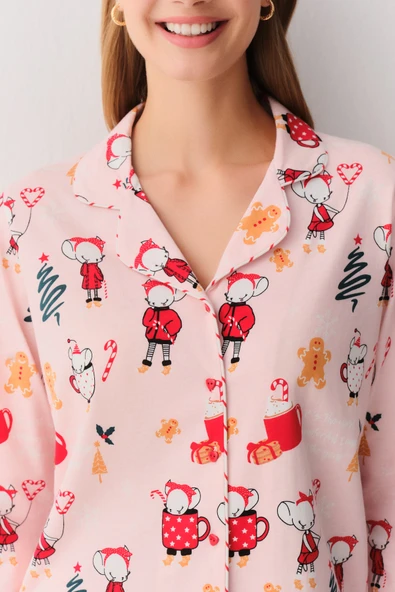 SUWEN Lulusu Gömlek Yaka Pijama Takımı - Resim 3