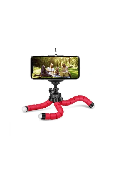 Etech Ahtapot Tripod Akrobat Stand/selfie Çubuğu-kırmızı ürün görseli 1