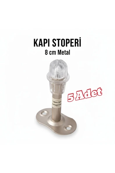 Primeaks Silikon Uçlu Metal Kapı Stoperi (5 Adet) – Kapıya Monte Kapı Tamponu Sessiz Darbe Emici ürün görseli 1