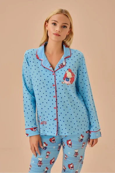 SUWEN Lulusu Gömlek Yaka Pijama Takımı - Resim 3