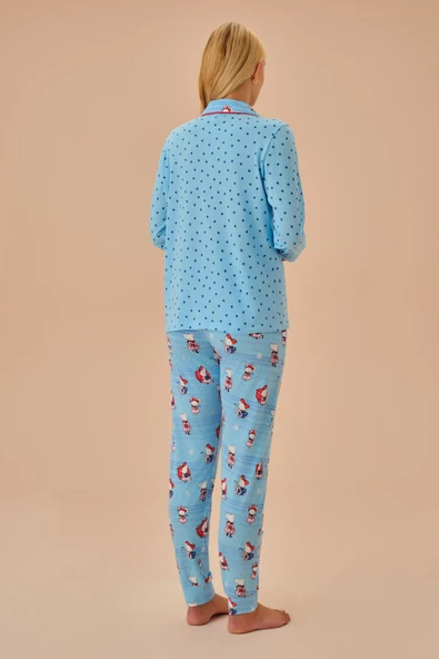 SUWEN Lulusu Gömlek Yaka Pijama Takımı - Resim 4