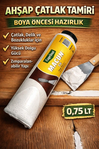 Primeaks Ahşap Macunu SN 0,75 Lt – Çatlak Dolgu, Boya Öncesi Hazırlık ürün görseli 1