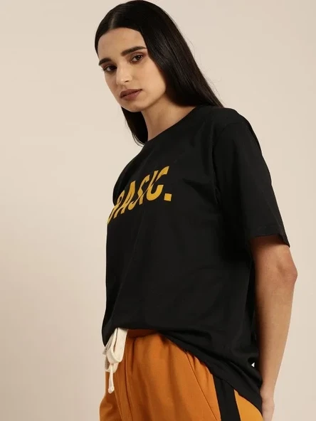 Baskılı Kadın T-shirt - Siyah - Resim 3