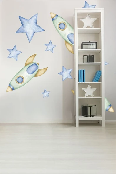 Yıldızlar Arası Temalı 20 Parça Çocuk Ve Bebek Odası Dekoratif Duvar Sticker Seti ürün görseli 1
