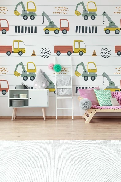 Şirin İş Makineleri Temalı 20 Parça Çocuk Ve Bebek Odası Dekoratif Duvar Sticker Seti (Figür 2) ürün görseli 1