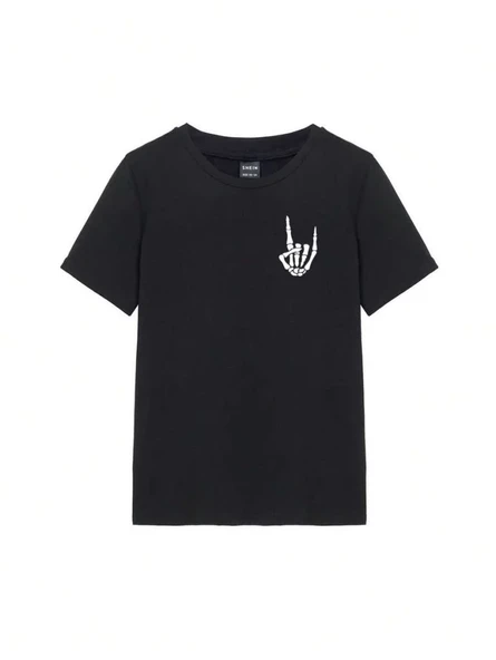 Baskılı Kadın T-shirt - Siyah - Resim 2