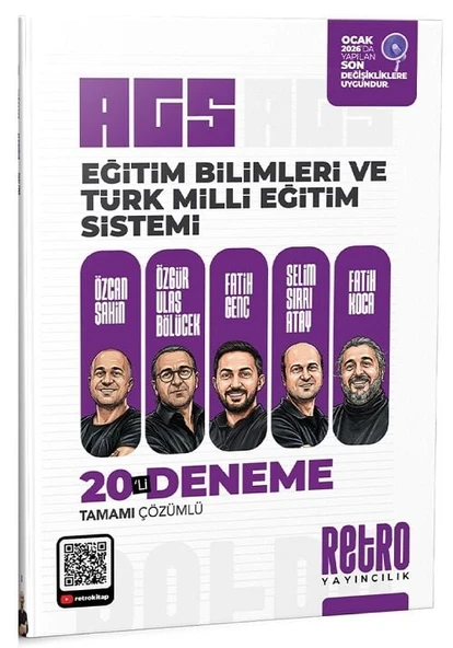 YENİ AGS - Retro 2026 MEB-AGS Eğitim Bilimleri ve Türk Milli Eğitim Sistemi 20 Deneme Çözümlü - Fatih Genç Retro Yayıncılık ürün görseli 1