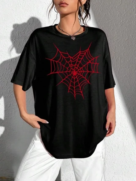 Baskılı Kadın T-shirt - Siyah - Resim 3