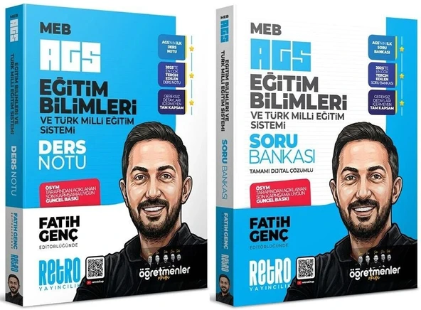 YENİ AGS - Retro MEB-AGS Eğitim Bilimleri ve Türk Milli Eğitim Sistemi Öğretmenler Ekibi Ders Notu + Soru Bankası 2 li Set - Fatih Genç Retro Yayıncılık ürün görseli 1