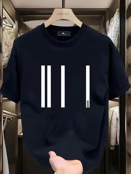 Aıcg Ön Arka Baskılı Bisiklet Yaka Kadın Oversize Bisiklet Yaka T-shirt - Siyah ürün görseli 1