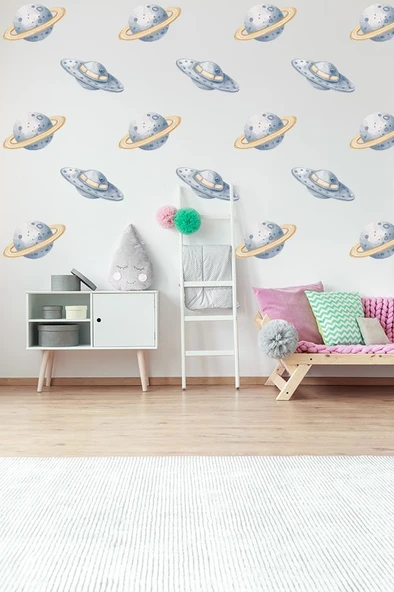 Satürn Gezegeni Temalı 20 Parça Çocuk Ve Bebek Odası Dekoratif Duvar Sticker Seti ürün görseli 1