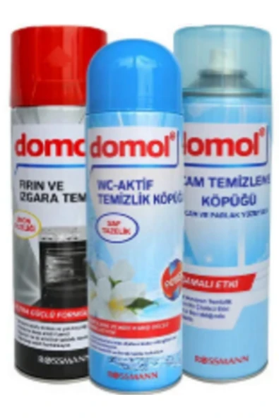 DOMOL 3'Lü Set (Tuvalet Temizleyici, Cam Temizleme, Fırın ve Izgara Köpüğü) ürün görseli 1