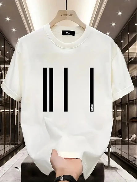 Aıcg Ön Arka Baskılı Bisiklet Yaka Kadın Oversize Bisiklet Yaka T-shirt - Beyaz ürün görseli 1