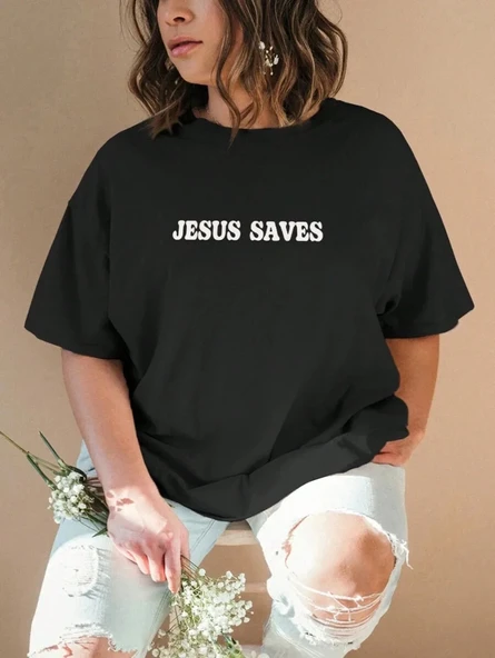 Baskılı Kadın T-shirt - Siyah - Resim 2