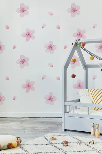 PTTAVM: Pembe Çiçek Temalı 20 Parça Çocuk Ve Bebek Odası Dekoratif