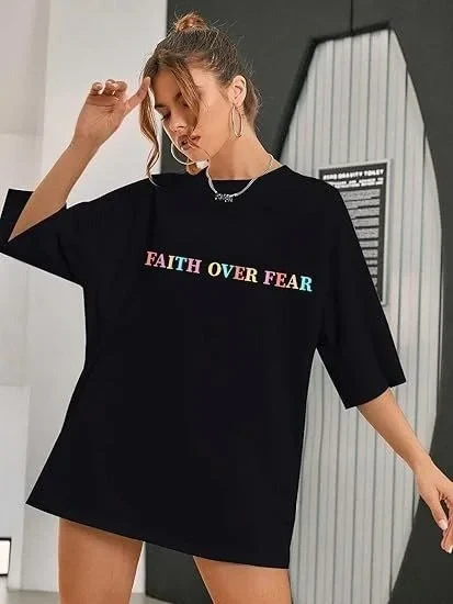Kadın Bisiklet Yaka Baskılı T-shirt - Siyah ürün görseli 1