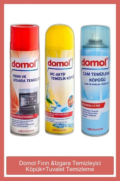 DOMOL Fırın & Izgara Temizleyici Köpük + Tuvalet Temizleme Köpüğü + Cam Temizleme Köpüğü (Fırsat Paketi) ürün görseli 1