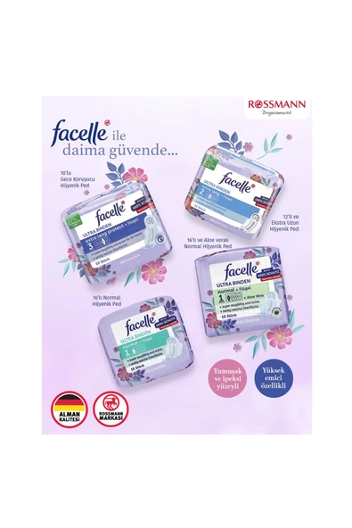 Facelle Ultra Ekstra Uzun Kanatlı Ped 12 Adet - Resim 3