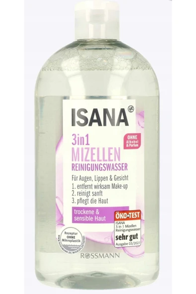 ISANA Makyaj Temizleyici 3'ü 1 Arada Misel Su Alkolsüz Kuru Hassas Ciltler 400 ml ürün görseli 1