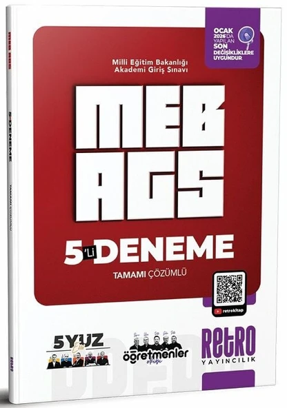 YENİ AGS - Retro 2026 MEB-AGS Tüm Dersler 5Yüz Öğretmenler Ekibi 5 Deneme Çözümlü - Fatih Genç Retro Yayıncılık ürün görseli 1