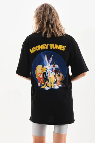 Unisex Baskılı Oversize T-shirt - Siyah ürün görseli 1
