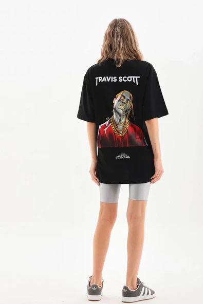 Unisex Baskılı Oversize T-shirt - Siyah ürün görseli 1