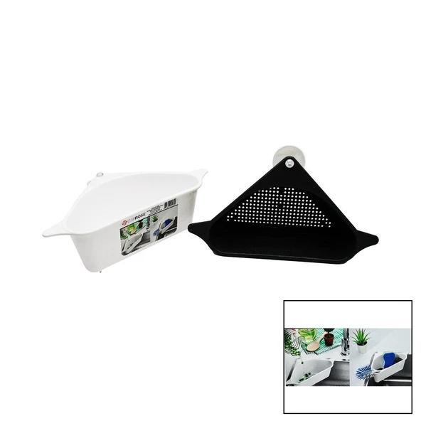 SÜZGEÇLİ LAVABO DÜZENLEYİCİ PLASTİK KÖŞE RAFI VANTUZLU GO53/00661 ürün görseli 1