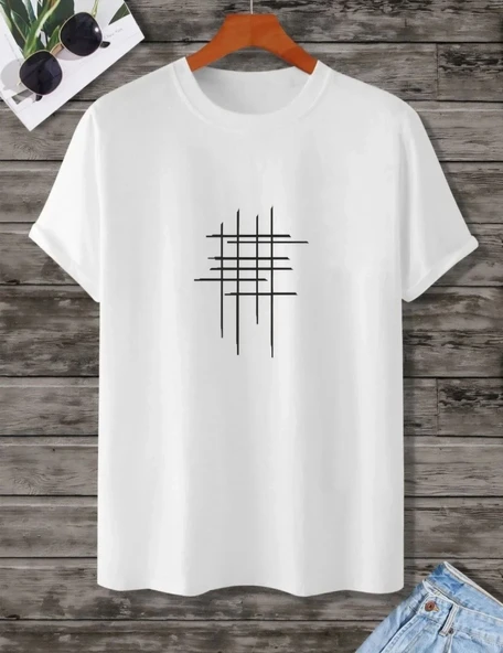 Unisex Baskılı Oversize T-shirt - Beyaz ürün görseli 1
