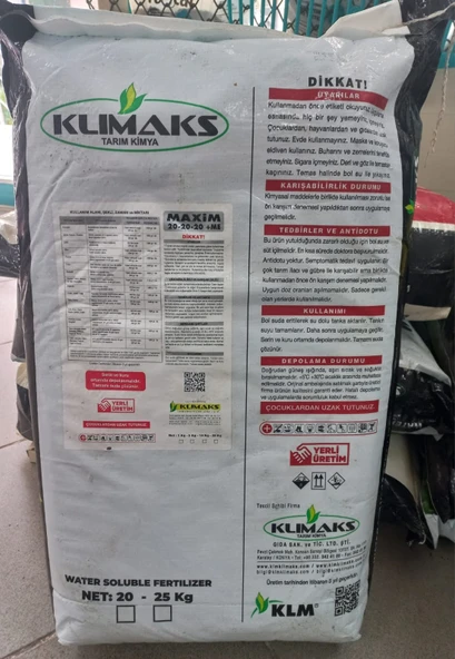 KLİMAKS 20-20-20 DAMLAMA GÜBRESİ 25 KG ürün görseli 1