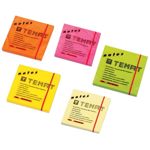 Temat Yapışkanlı Not Kağıdı 75x75 MM Fosforlu Yeşil 10935 ürün görseli 1