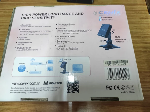 CENİX CA-770 ACCESS POİNT USB WİFİ UZUN MENZİL - Resim 2