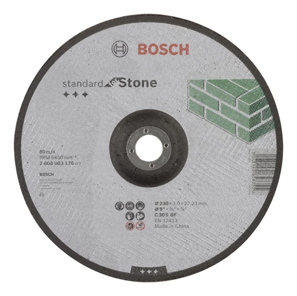 Bosch - 230*3,0 mm Standard Seri Bombeli Taş Kesme Diski (Taş) ürün görseli 1