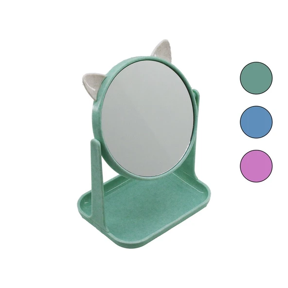 6 İNÇ  - 15CM YUVARLAK KULAKLI MAKYAJ AYNASI RENKLİ PLASTİK TAKILIK SEPETLİ=12X15.5CM GO53/00747 ürün görseli 1