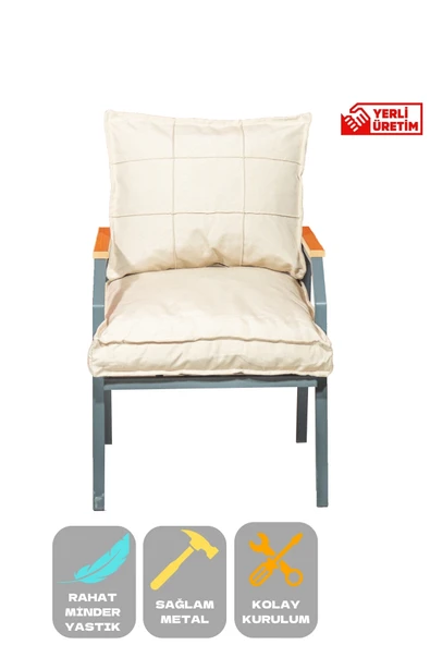 UFUK HOME Tekli Koltuk Bahçe Mobilyası Bahçe Takımı Metal Balkon Takımı Çay Seti ürün görseli 1
