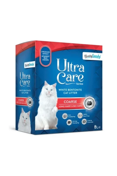Ultra Care Series Büyük ve Uzun Tüylü Kediler İçin İri Taneli Topaklanan Kedi Kumu 8L ürün görseli 1