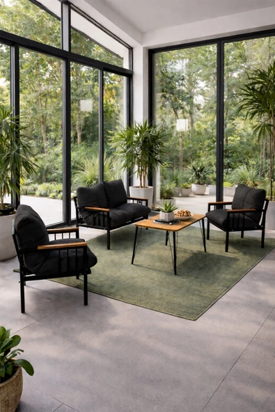 UFUK HOME Milas 211 Masalı Siyah Fermuarlı Bahçe Balkon Takımı, Cafe, Salon - Metal Kanepe Koltuk Takımı ürün görseli 1