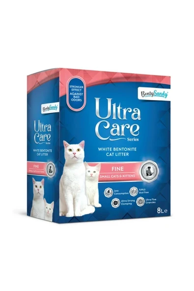 Ultra Care Series Küçük ve Yavru Kediler İçin İnce Taneli Topaklanan Kedi Kumu 8L ürün görseli 1