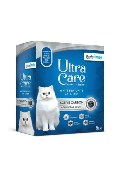 Ultra Care Series Aktif Karbonlu Topaklanan İnce Taneli Kedi Kumu 8L ürün görseli 1