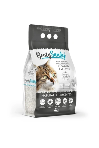 BentySandy Naturel Kokusuz Topaklanan İnce Taneli Kedi Kumu 5L ürün görseli 1